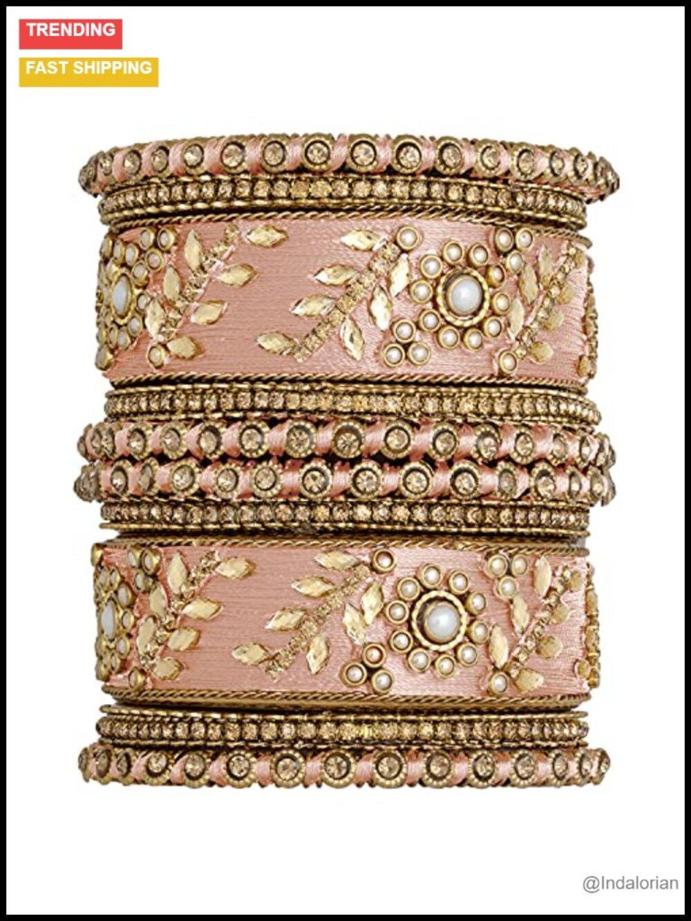 Traditional Wedding Designer Silk Thread Faux Stone Studded Bridal Bangle Set